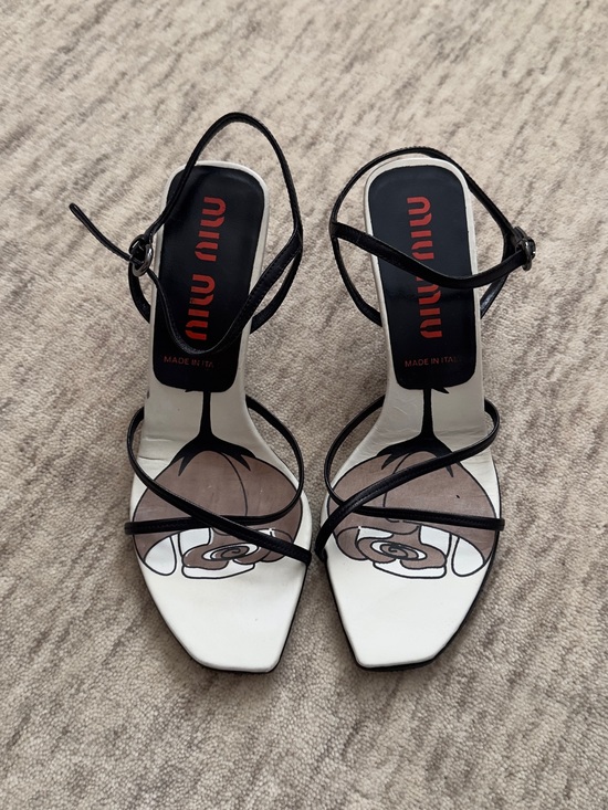 Miu Miu Shoes - Vintage Miu Miu brown/black rose strappy sandal heels